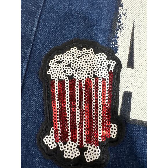 Zara Denim Midi Skirt Size XS Popcorn Sequin Patch in Dark Wash - Picture 10 of 10